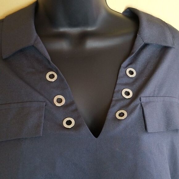 Calvin Klein Grey Grommet Blouse - Picture 2 of 8